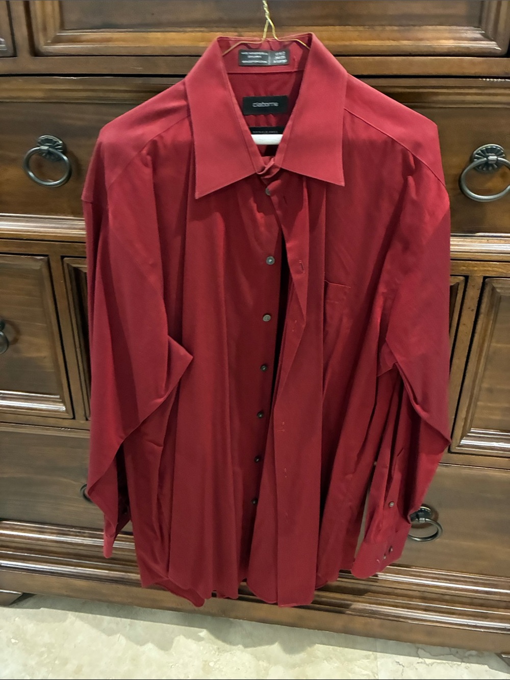 Claiborne Men's Long Sleeve Dress Shirt - Deep Red
